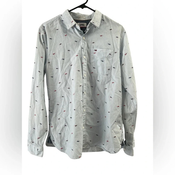 Tommy Hilfiger Other - Tommy blue motorcycle men’s long sleeve button down shirt